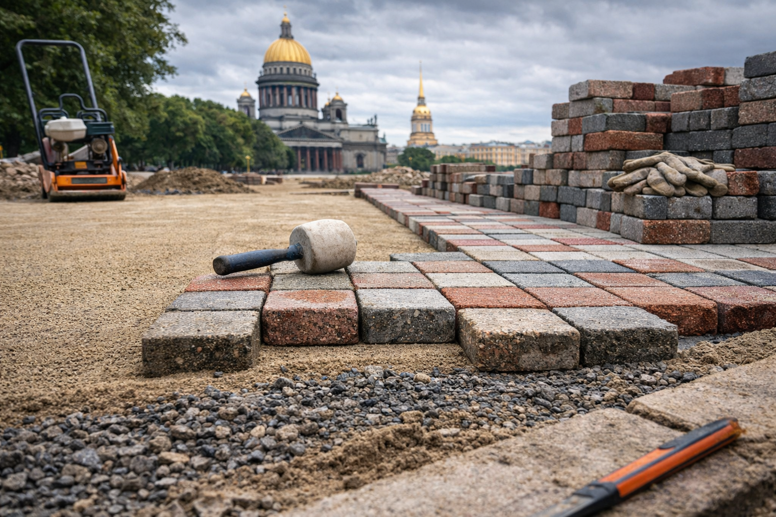 Подготовка основания под тротуарную плитку в СПб: важные нюансы